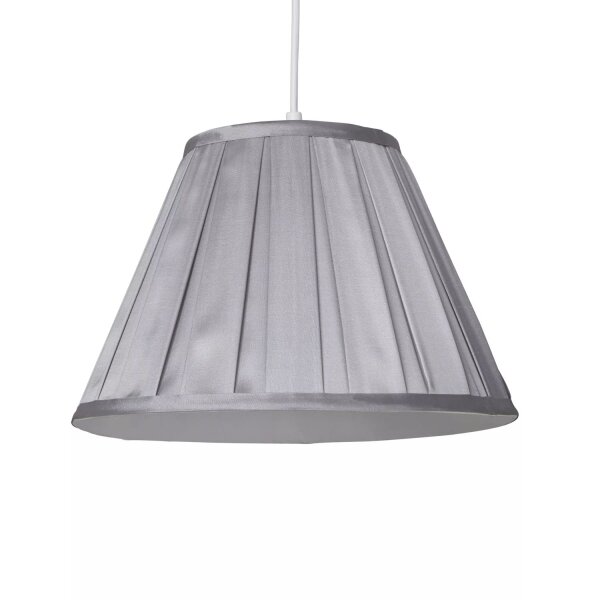 Lampenschirm Seide Silber E14 E27 Ø30 cm Plissee Loft