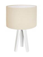Lampe de table tripode Cr&egrave;me Blanc Bois 46cm...