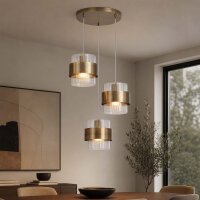 H&auml;ngelampe Glas Metall Messing Antik E27 &Oslash;42...