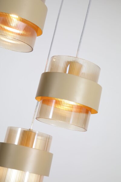 Pendelleuchte Glas Sandfarben Bernstein E27 Ø42 cm rund