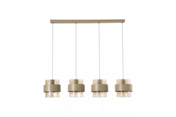 Hängelampe Glas Metall Sandfarben Bernstein E27 L:80 cm