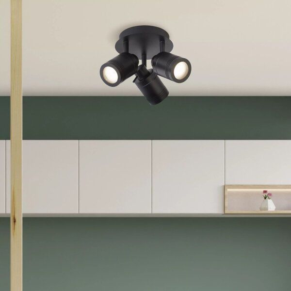 Deckenspot flexibel Metall Schwarz GU10 IP44 Ø28 cm
