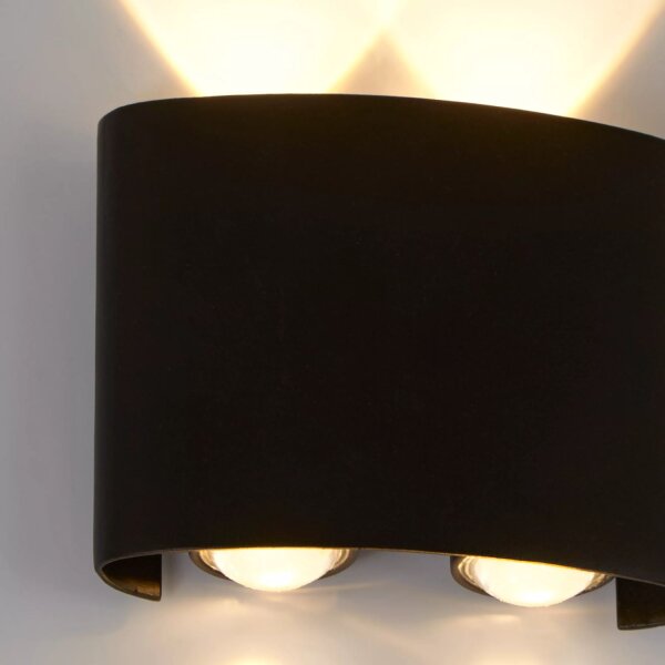 LED Außenlampe 3000K Sandschwarz IP44 H:9,3 cm Up Down