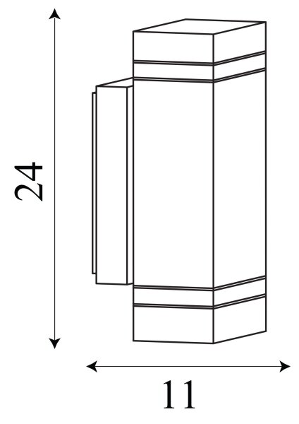 Außenleuchte Aluminium Glas Schwarz GU10 IP44 H:24 cm