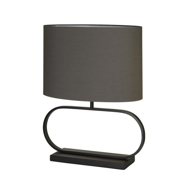 Tischlampe Metall Baumwolle Schwarz Grau E27 H:59 cm