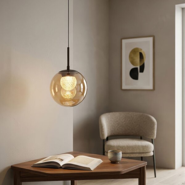 LED Pendelleuchte 2700K Glas Bronze Champagner Ø20 cm