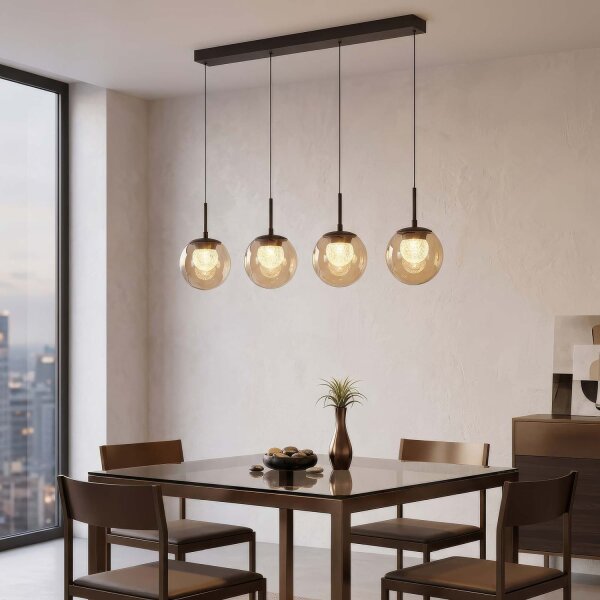 LED Pendelleuchte 3000K Glas Bronze Champagner L:90 cm
