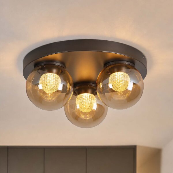LED Deckenlampe 3000K Glas Bronze Champagner H:19 cm