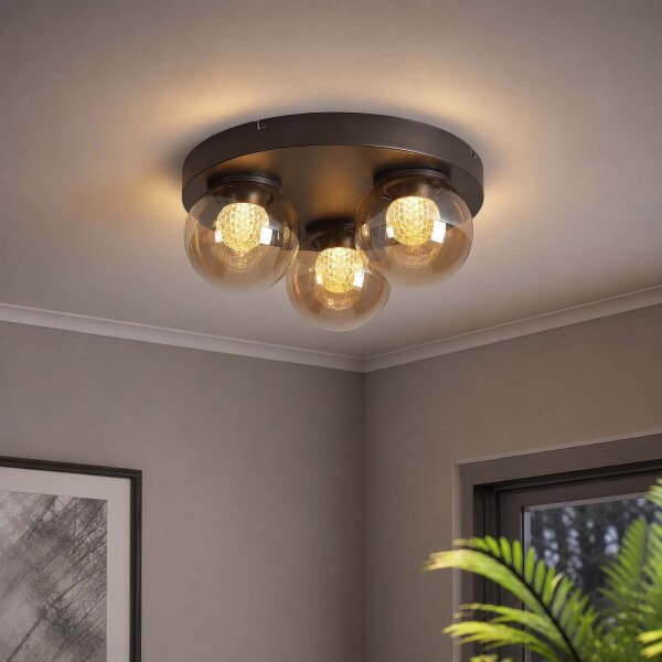 LED Deckenlampe 3000K Glas Bronze Champagner H:19 cm