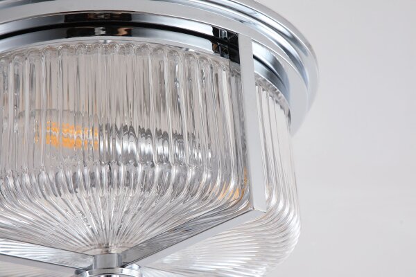 Deckenlampe Glas Metall Chrom E14 IP44 Ø35 cm Zylinder