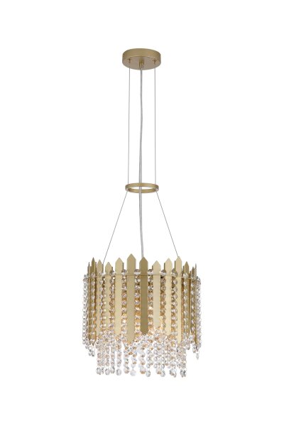 Pendelleuchte Glas Metall Kristall Gold E27 Ø35 cm klar