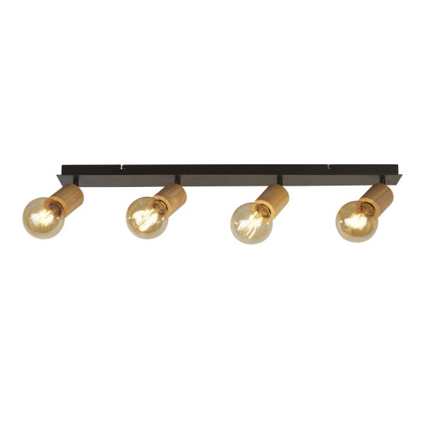 Deckenspot verstellbar Gummiholz Schwarz E27 L:91,5 cm