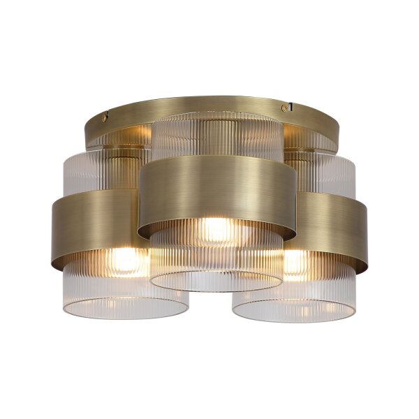 Deckenlampe Glas Metall Messing Antik E27 L:22cm Modern
