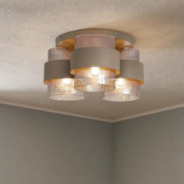 Deckenlampe Glas Sandfarben Bernstein E27 L:22 cm