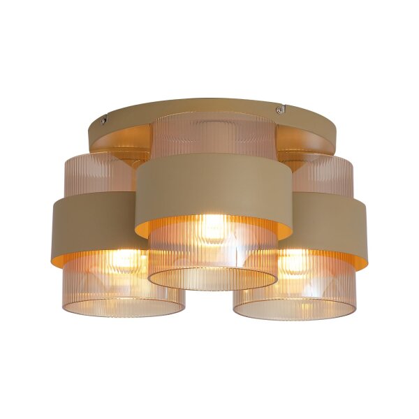 Deckenlampe Glas Sandfarben Bernstein E27 L:22 cm