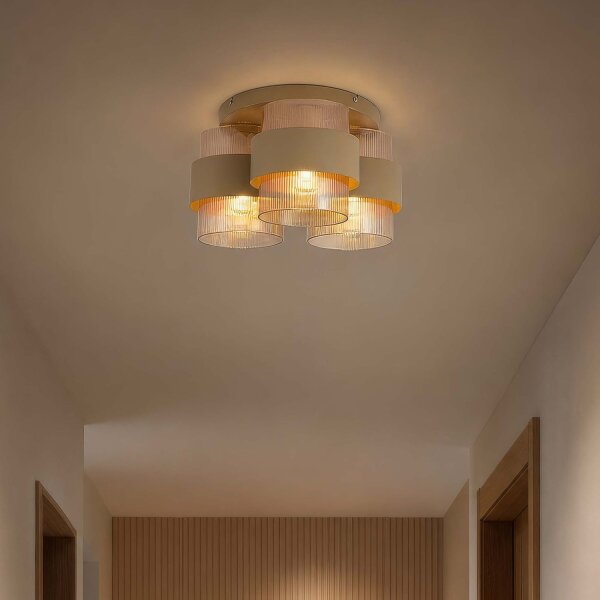 Deckenlampe Glas Sandfarben Bernstein E27 L:22 cm