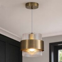 Pendelleuchte Glas Metall Messing Antik E27 &Oslash;18 cm...