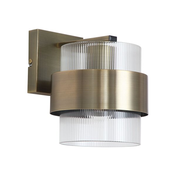 Wandlampe Glas Metall Messing Antik E27 T:20 cm modern