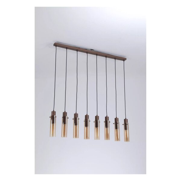 Hängelampe Glas Metall Mokka Bernstein E27 L:110 cm