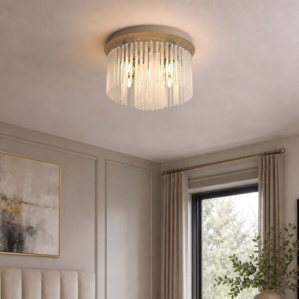 Deckenlampe Glas Metall Sandfarben E14 Ø32 cm 5-flammig