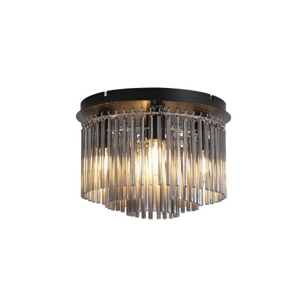 Deckenlampe Metall Rauchglas Schwarz E14 H:23 cm modern