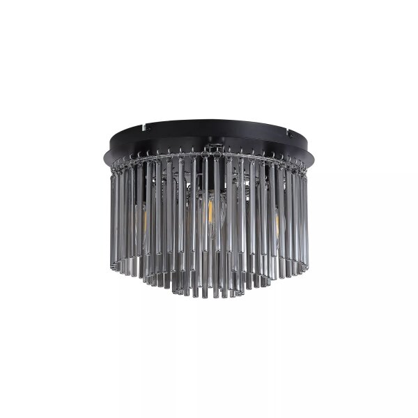 Deckenlampe Metall Rauchglas Schwarz E14 H:23 cm modern