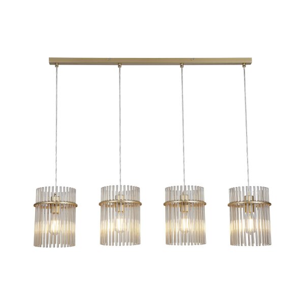 Hängelampe Glas Metall Gold Champagner E27 L:111 cm