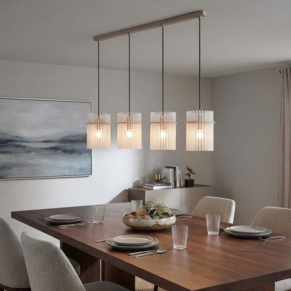 Hängelampe Glas Metall Sandfarben E27 L:110 cm Käfig