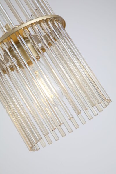 Hängelampe Glas Metall Gold Champagner E27 Ø20 cm Käfig
