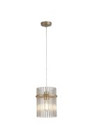 H&auml;ngelampe Glas Metall Gold Champagner E27...