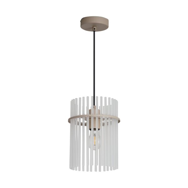 Hängelampe Glas Metall Sandfarben E27 Ø20 cm Trommel