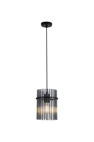 Hängelampe Metall Rauchglas Schwarz E27 Ø20 cm