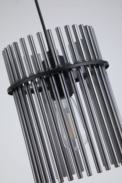 Hängelampe Metall Rauchglas Schwarz E27 Ø20 cm