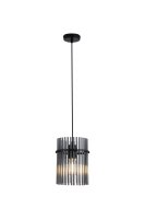 H&auml;ngelampe Metall Rauchglas Schwarz E27 &Oslash;20 cm