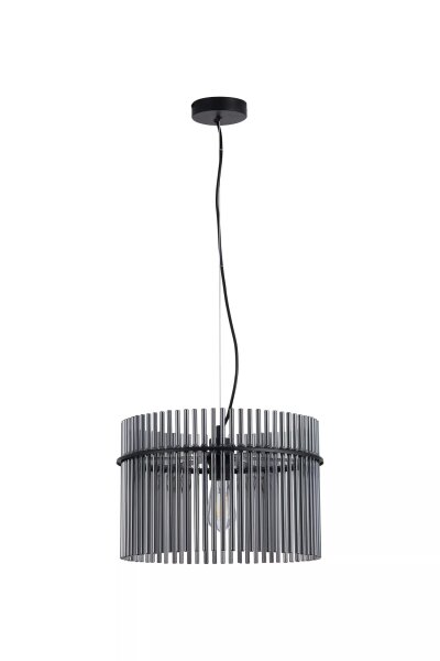 Hängelampe Metall Rauchglas Schwarz E27 Ø40 cm Käfig