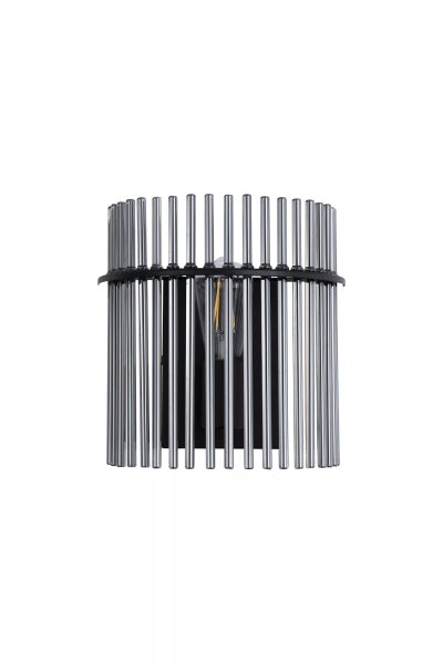 Wandlampe Metall Rauchglas Schwarz E27 H:26 cm Modern