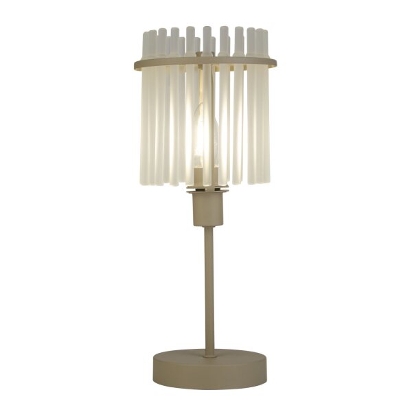 Tischlampe Glas Sandfarben E14 H:37,5 cm Stäbe Modern