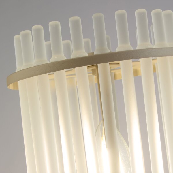 Tischlampe Glas Sandfarben E14 H:37,5 cm Stäbe Modern