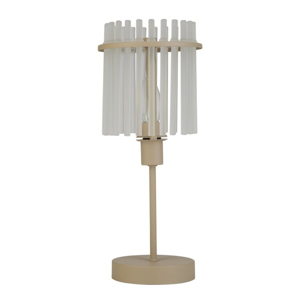 Tischlampe Glas Sandfarben E14 H:37,5 cm Stäbe Modern