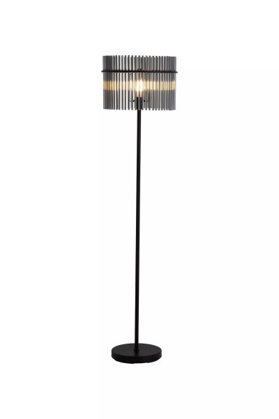 Stehlampe Rauchglas Schwarz E27 H:152 cm Fußschalter