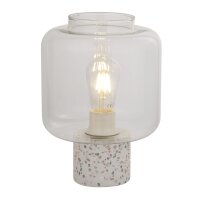 Tischleuchte Beton Glas Weiß E27 H:28 cm Kabelschalter