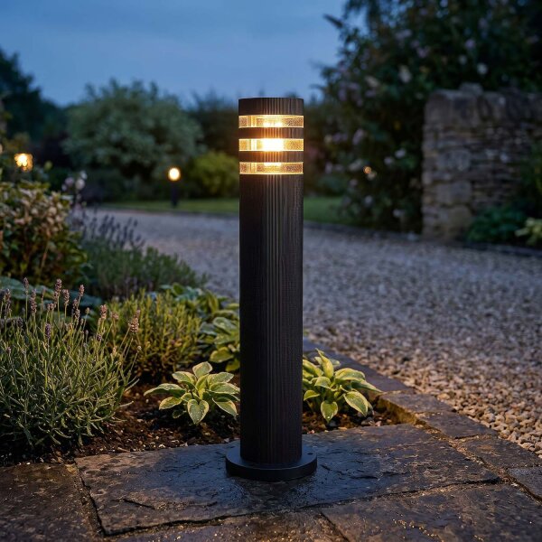 Wegeleuchte Schwarz E27 IP44 H:45 cm Lichtring modern