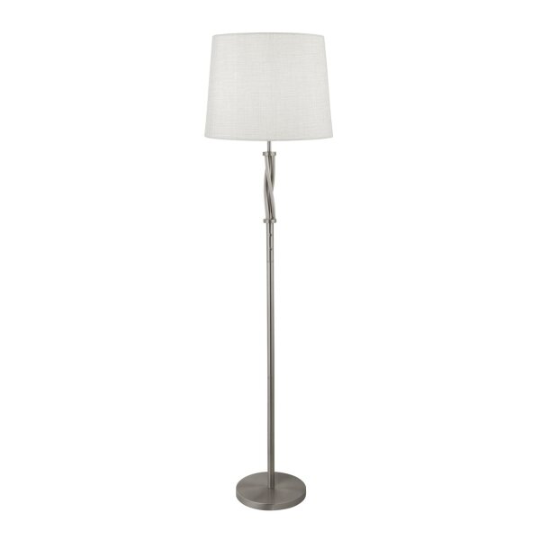 Stehlampe Stoff Silber Weiß E27 H:152 cm blendarm