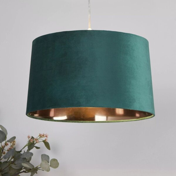 Lampenschirm Samt Smaragdgrün Gold E14 E27 Ø40 cm Loft