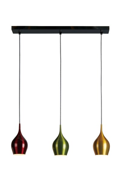 Pendelleuchte Aluminium Weinrot Grün Gold E14 L:71 cm