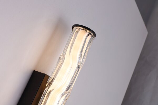 LED Wandleuchte Zugschalter 3000K Glas Schwarz IP44