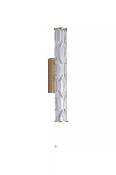 LED Wandlampe Zugschalter 3000K Glas Gold IP44 H:43 cm