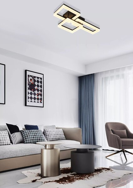 LED Deckenleuchte dimmbar 3000K Metall Schwarz L:60 cm