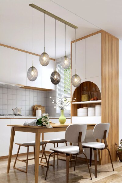 Pendelleuchte Klarglas Rauchglas Messing Bernstein E14