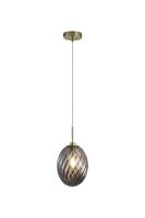 H&auml;ngelampe Metall Rauchglas Messing E14 &Oslash;16...